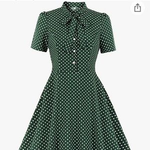 Retro Tie Neck Polka Dot Shirt Dress